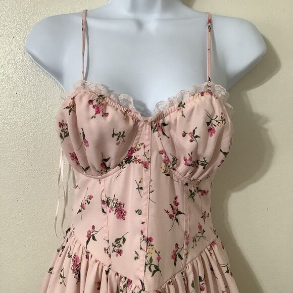 Pink Coquette Fairy Romantic Feminine Dainty Dollette Fairycore Mini Dress M - Picture 2 of 8